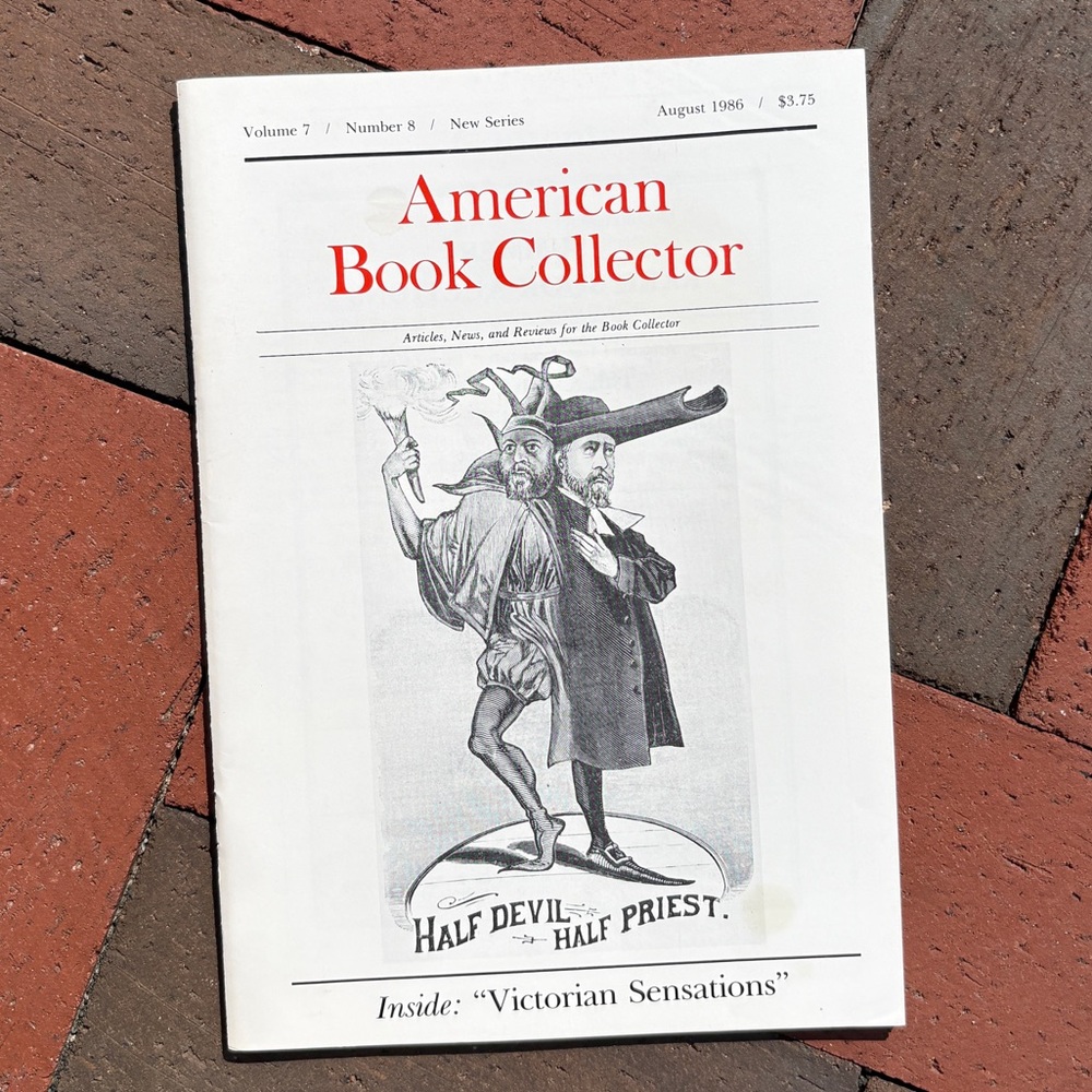 American Book Collector August 1986 Half Devil Half Priest Victorian Rare Books - Picture 1 of 9